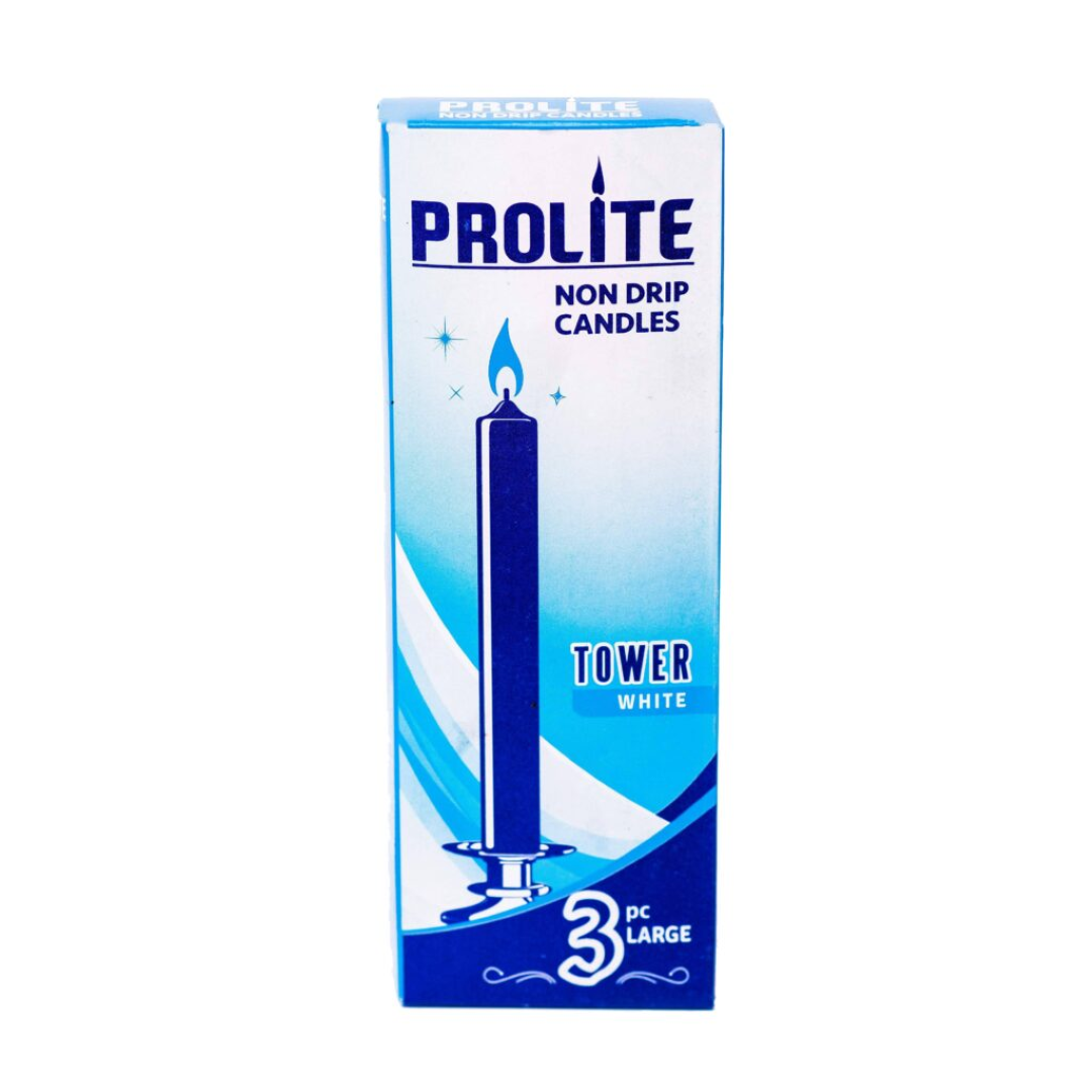 PROLITE FANCY CANDLE TOWER SMALL WHITE 3PCS